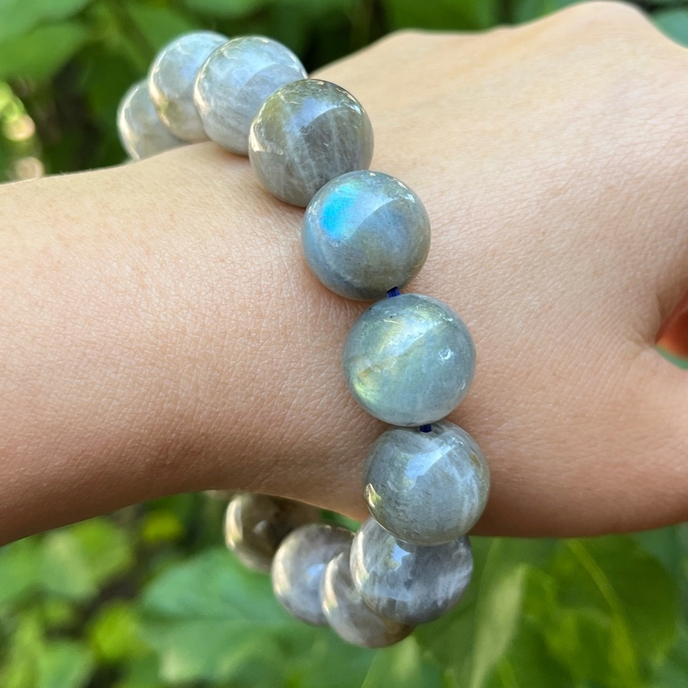 15mm stretchable chunky‎ flashy labradorite bracelet